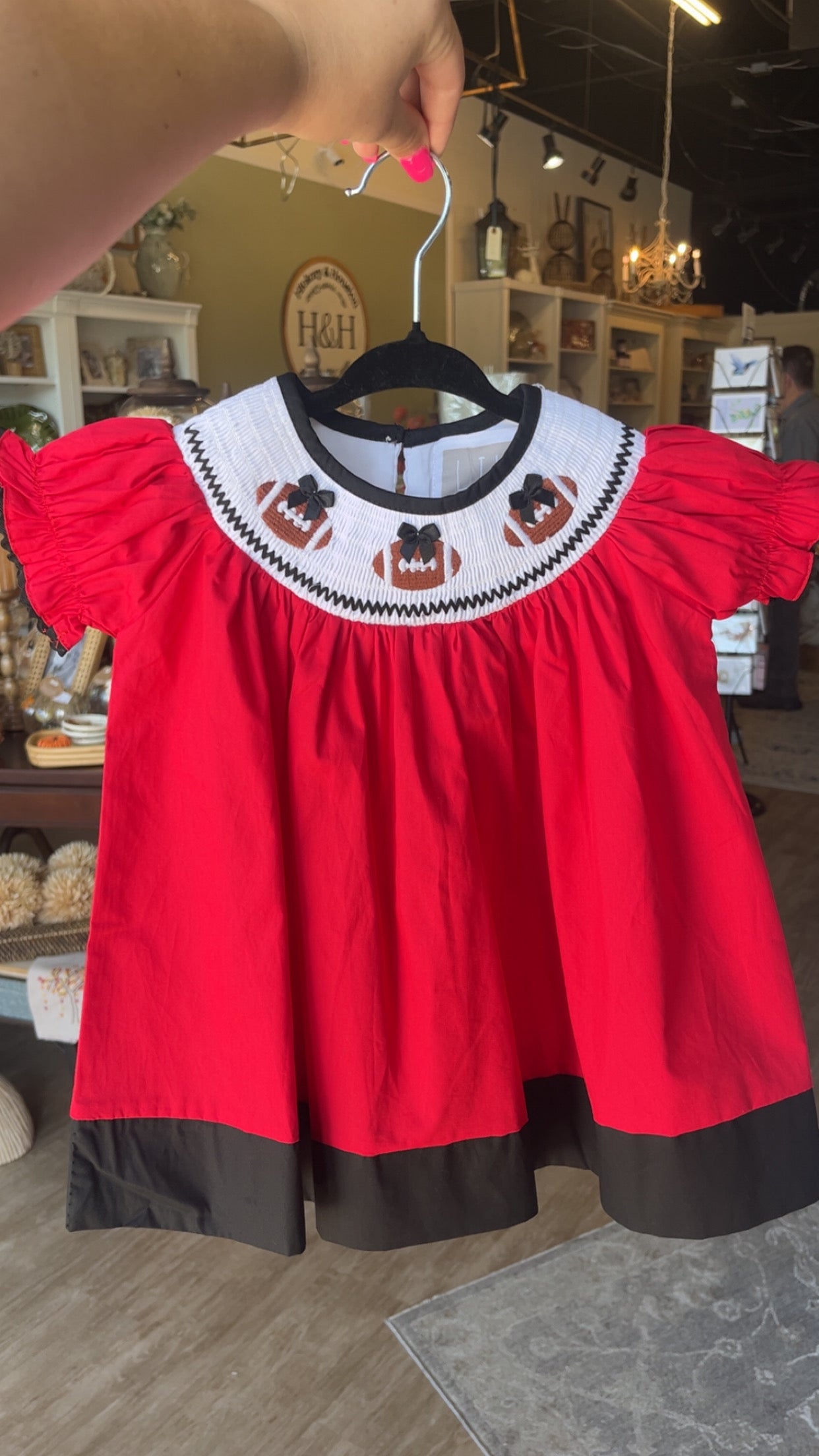 Girls red and black football dress