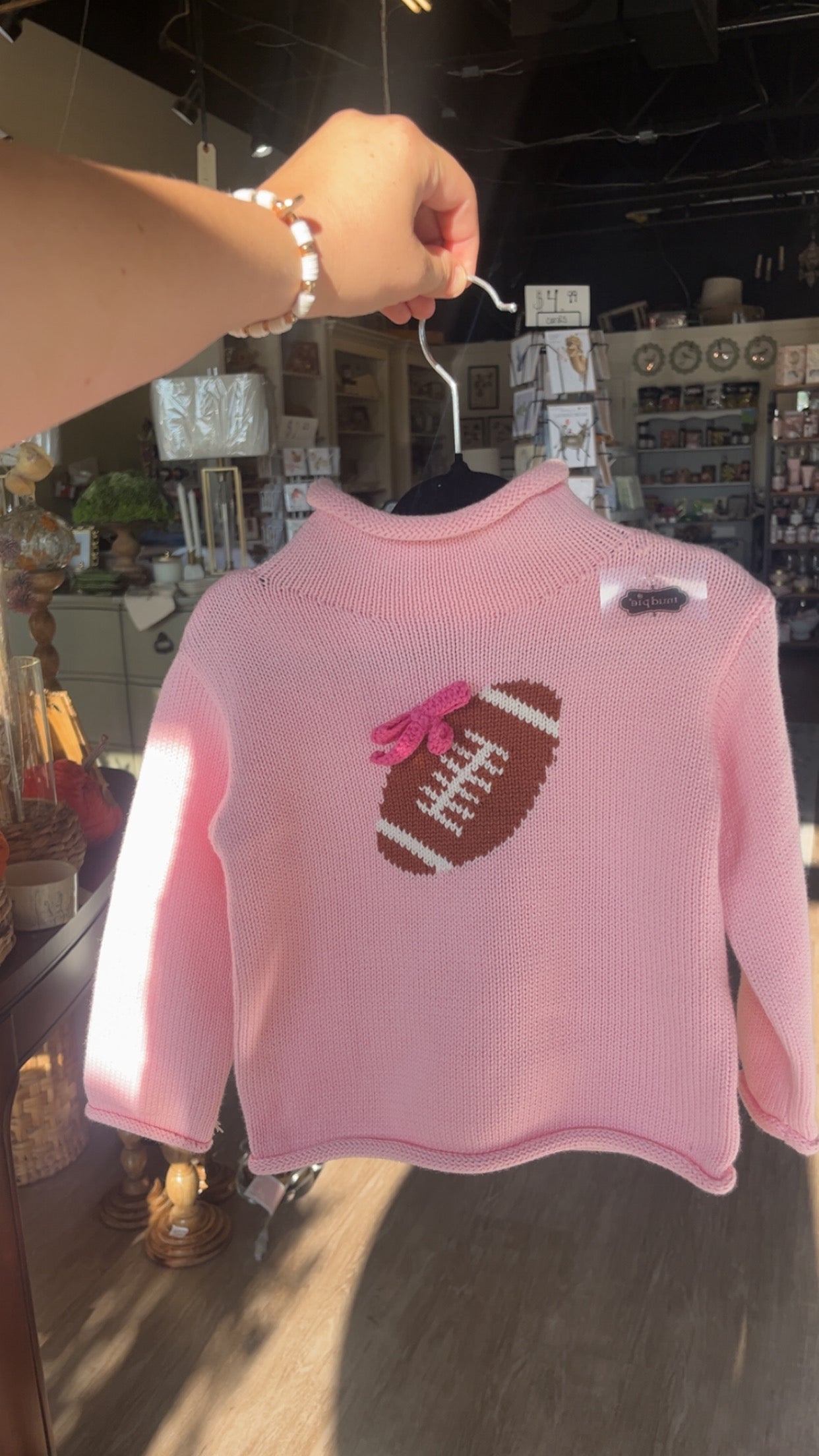 Mudpie Pink Football Rollneck Sweater