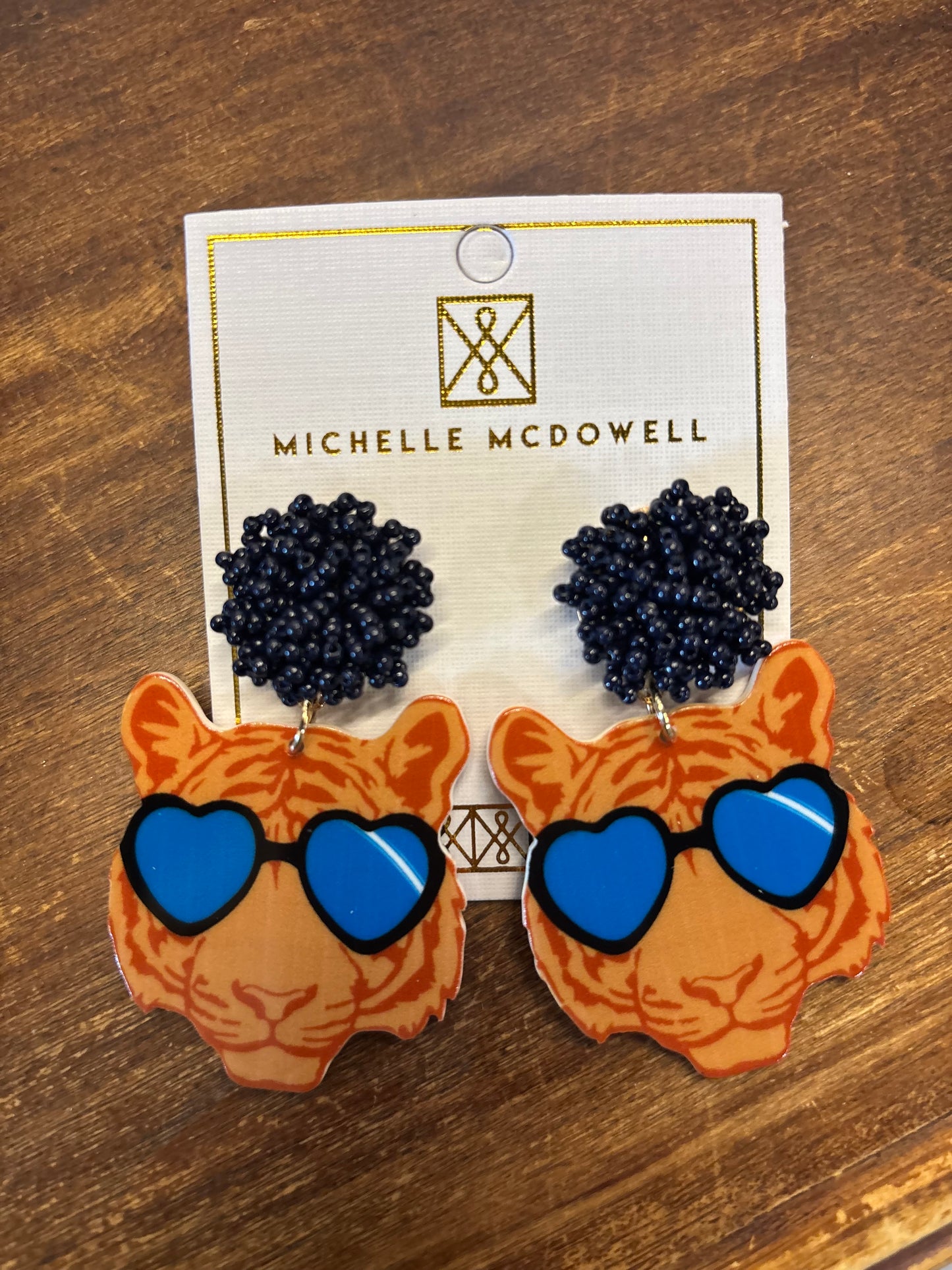 Tiger + sunnies navy earrings