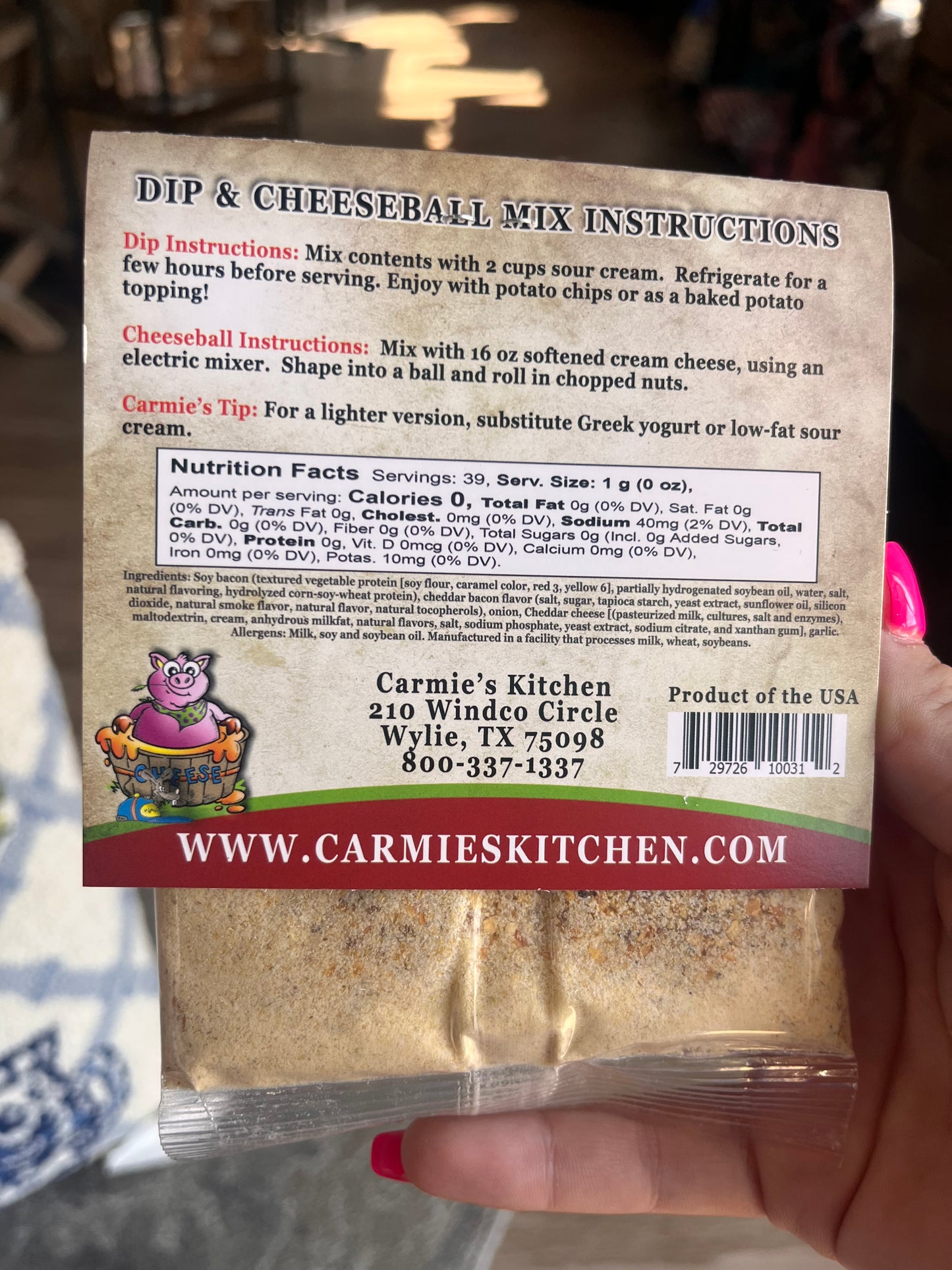 Carmie's Kitchen Cheddar Bacon Dip & Cheeseball Mix