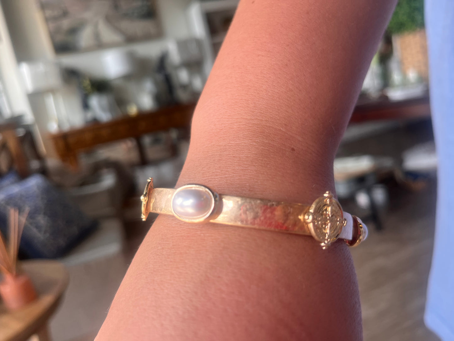 Pearl + Compass bracelet