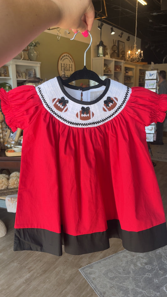 Girls red and black football dress