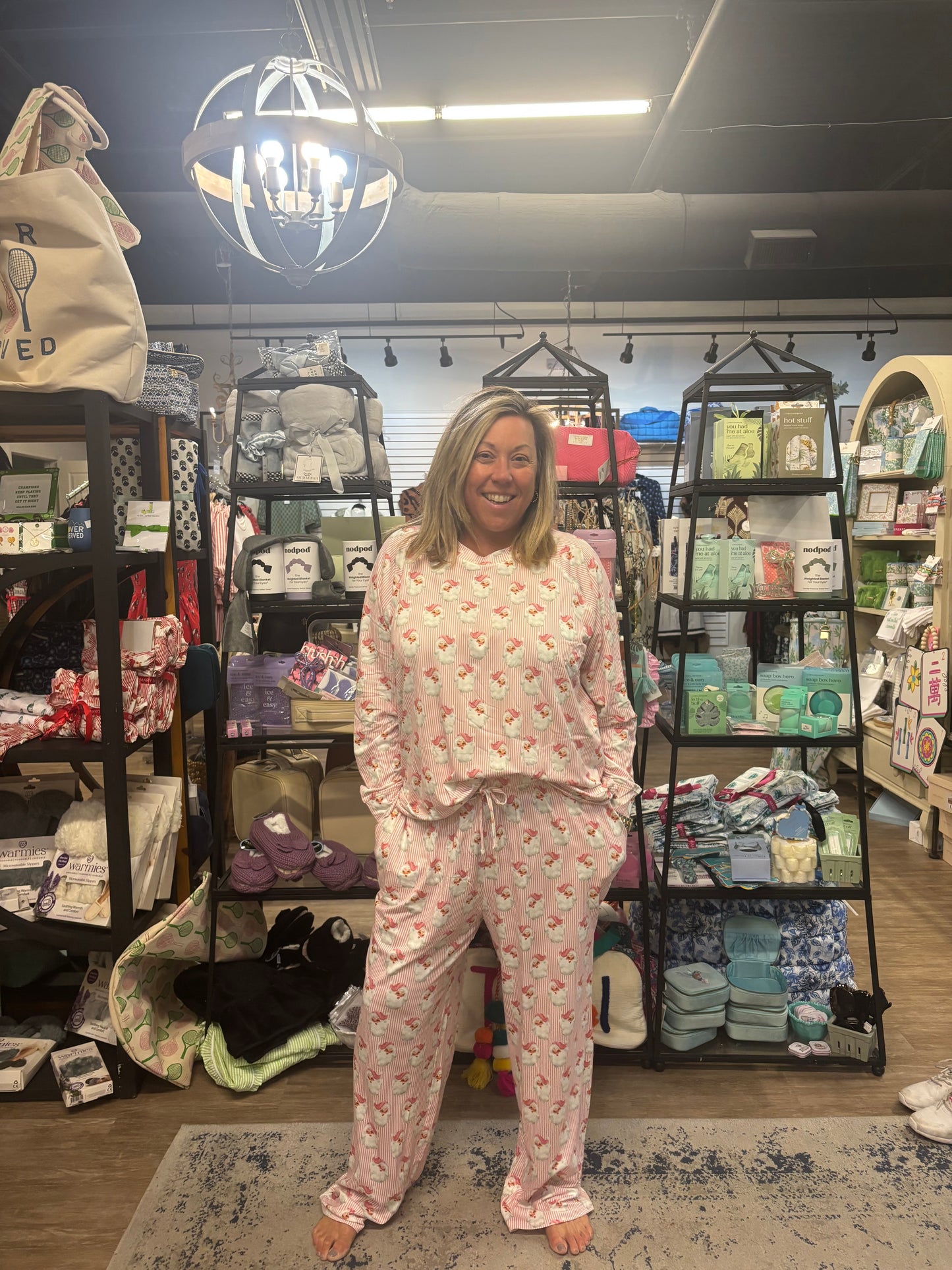 Mary square Pink Santa Pajamas