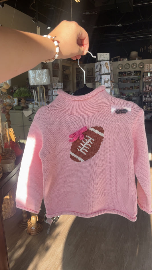 Mudpie Pink Football Rollneck Sweater