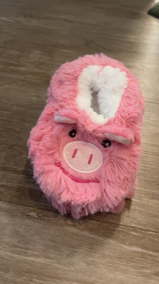 Snoozies Baby Fluffy pink pig slippers