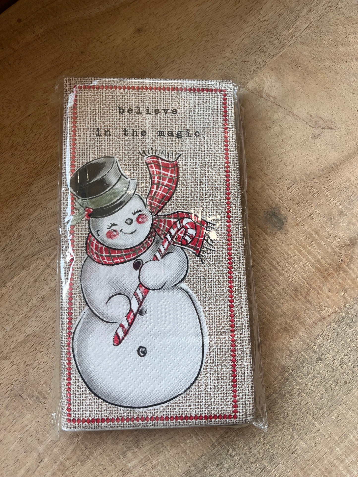 mudpie snowman guest napkins