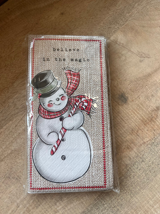 mudpie snowman guest napkins