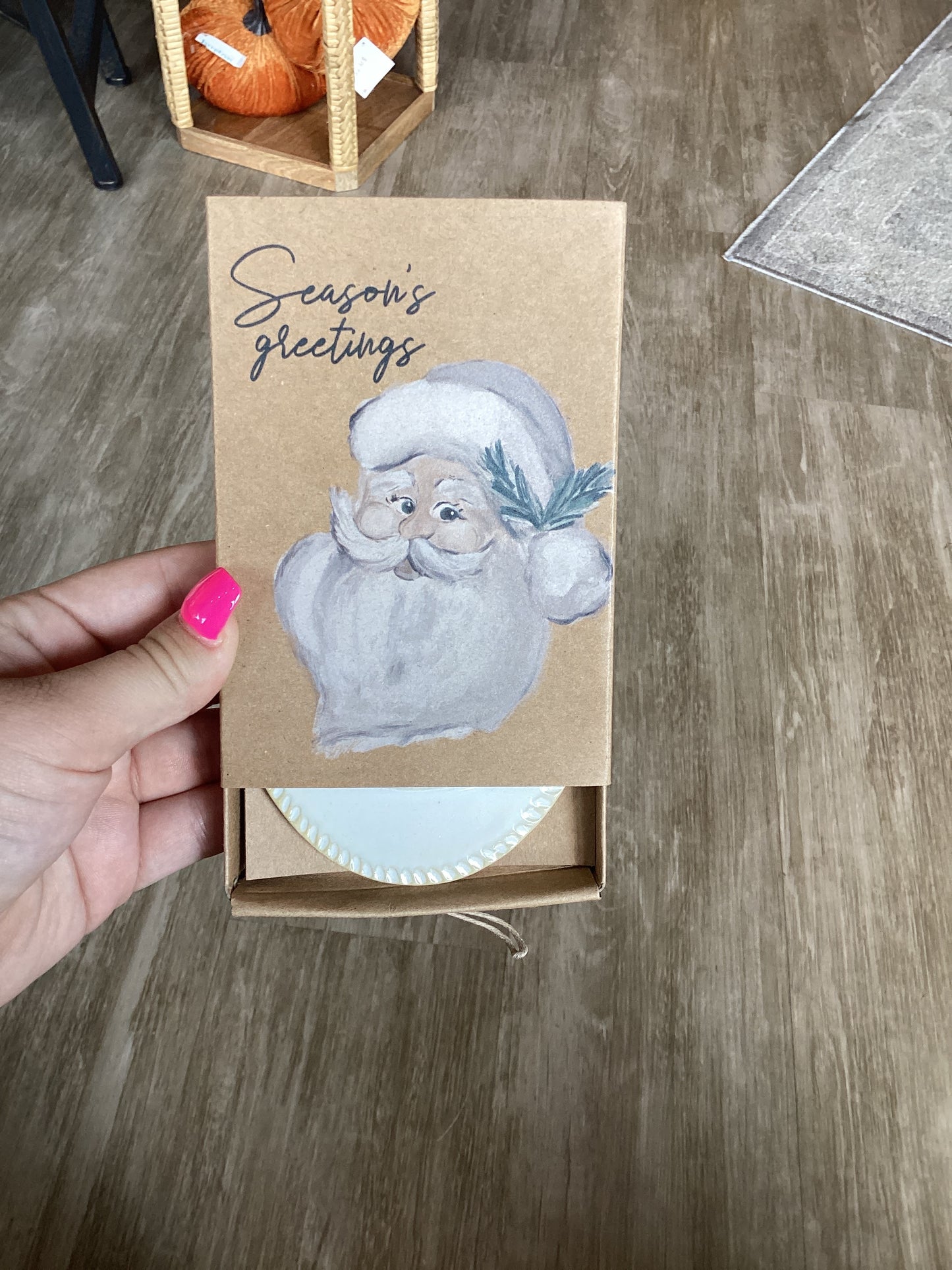 mudpie santa ornament with box