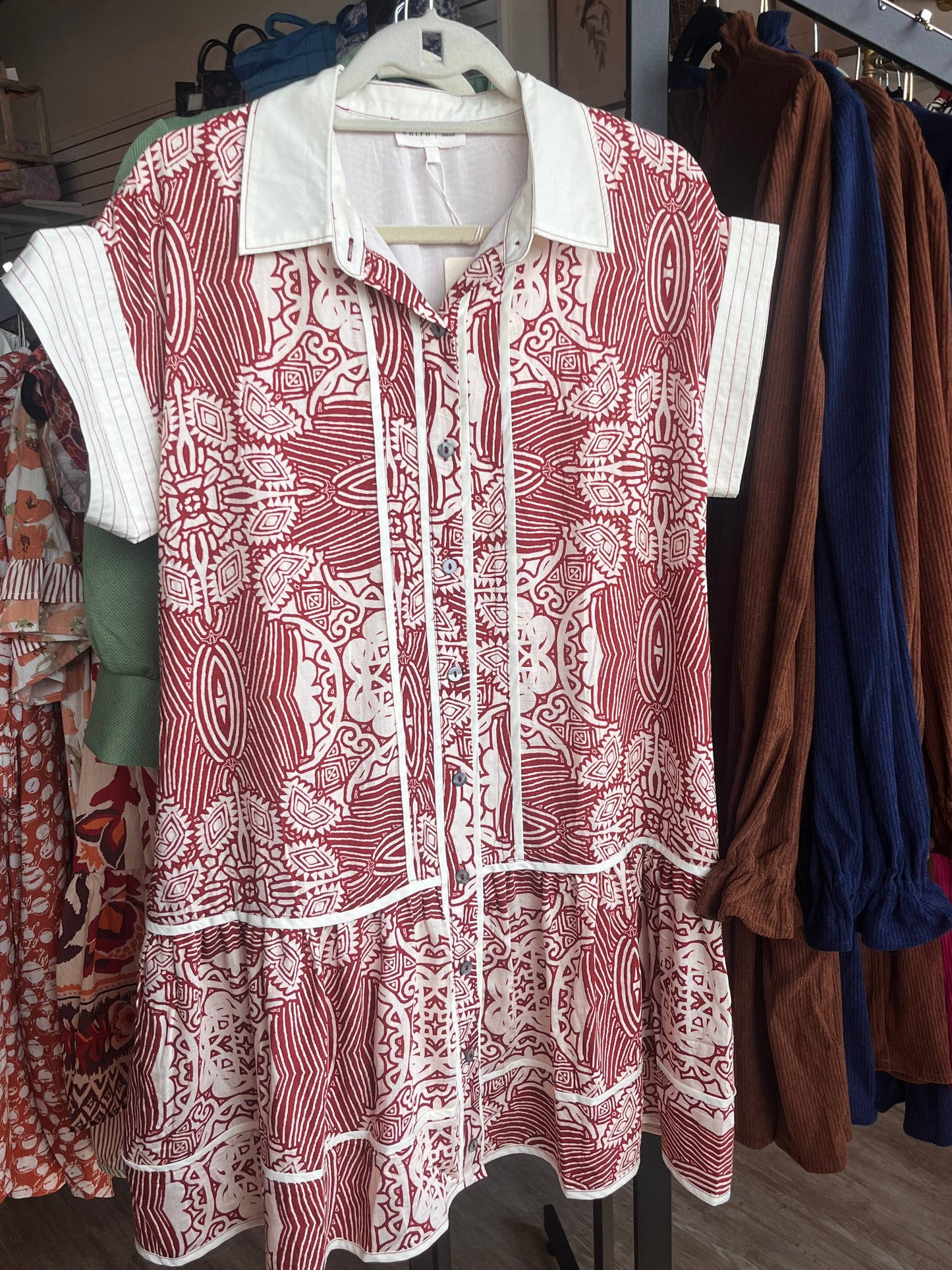 Entro rust and cream patterned dress